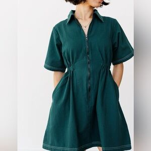 Teal Zip-Up Dress